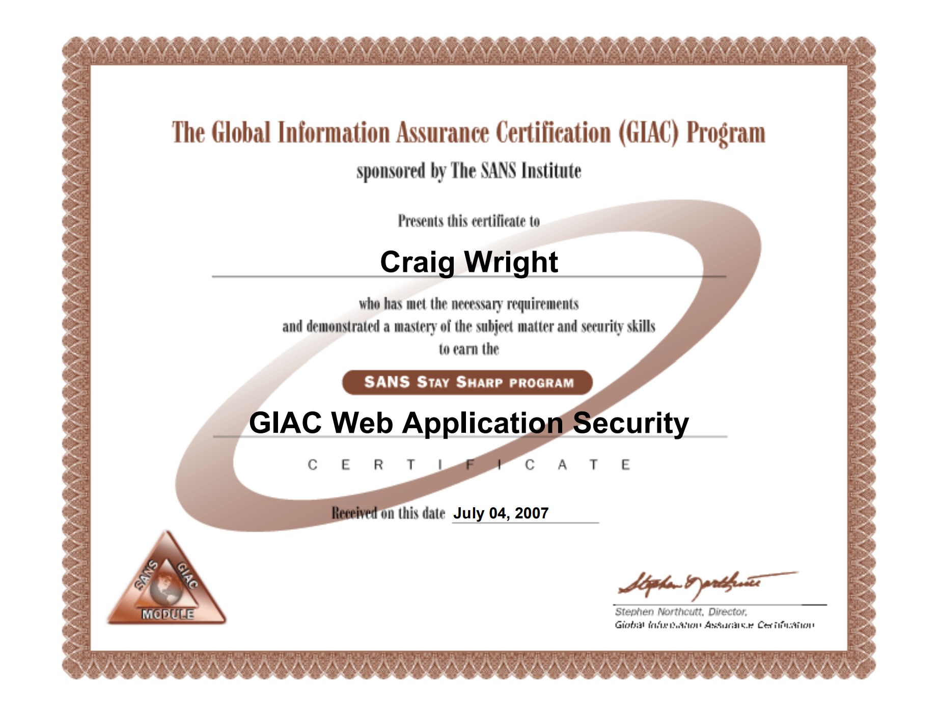 GIAC Web Application Security Craig S Wright